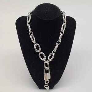 Authentic Louis Vuitton Lock & Key with Unbranded Silver Plated Chain Necklace